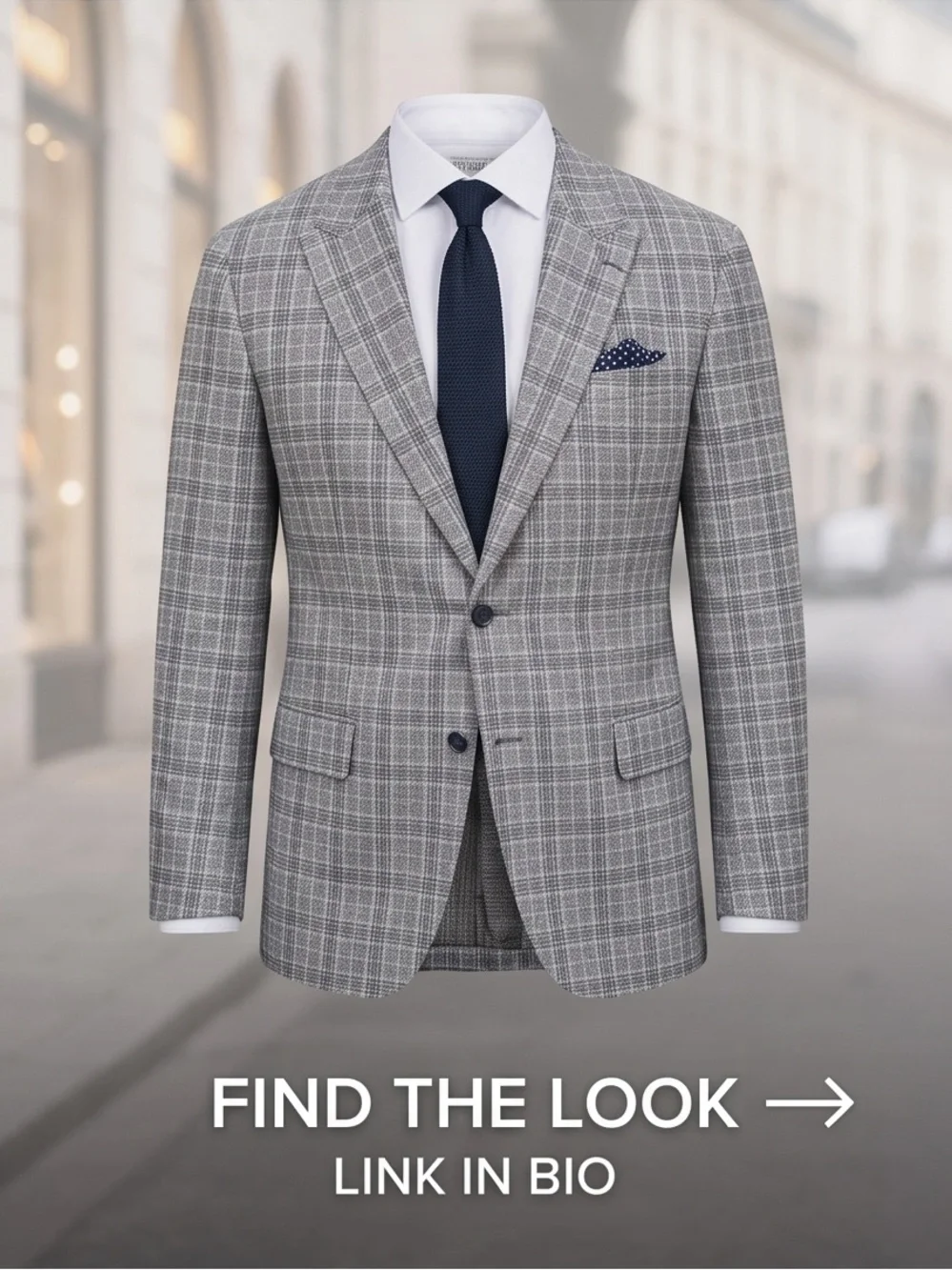 Stafford Gray Windowpane Sport Coat with Navy Accents